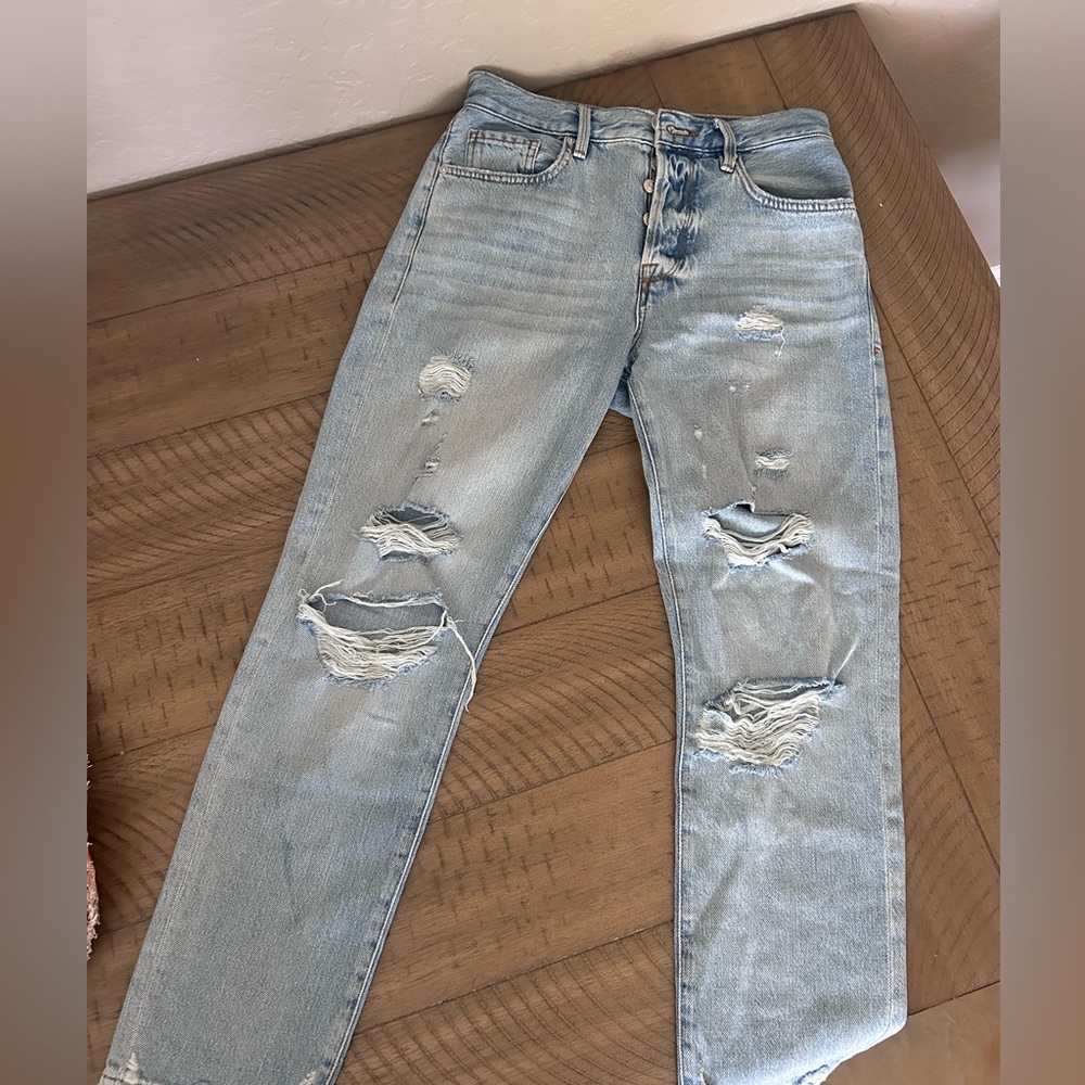 Frame button fly high rise boyfriend jeans - size 25